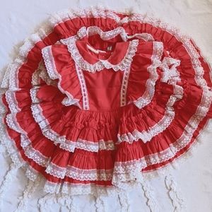 80s Kids Avenue Vintage Ruffle Full Circle Pageant Dress Baby / Toddler Size 1